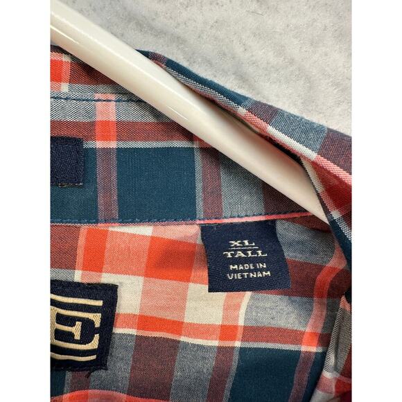 Rye by Hawker Rye Men Button Up Plaid Shirt Slim Fit Green Coral 100% Cotton EUC - Picture 6 of 10